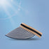 Navy blue and white striped straw sun visor with a contrast beige band, featuring UPF 50+ sun protection for beach or outdoor wear.