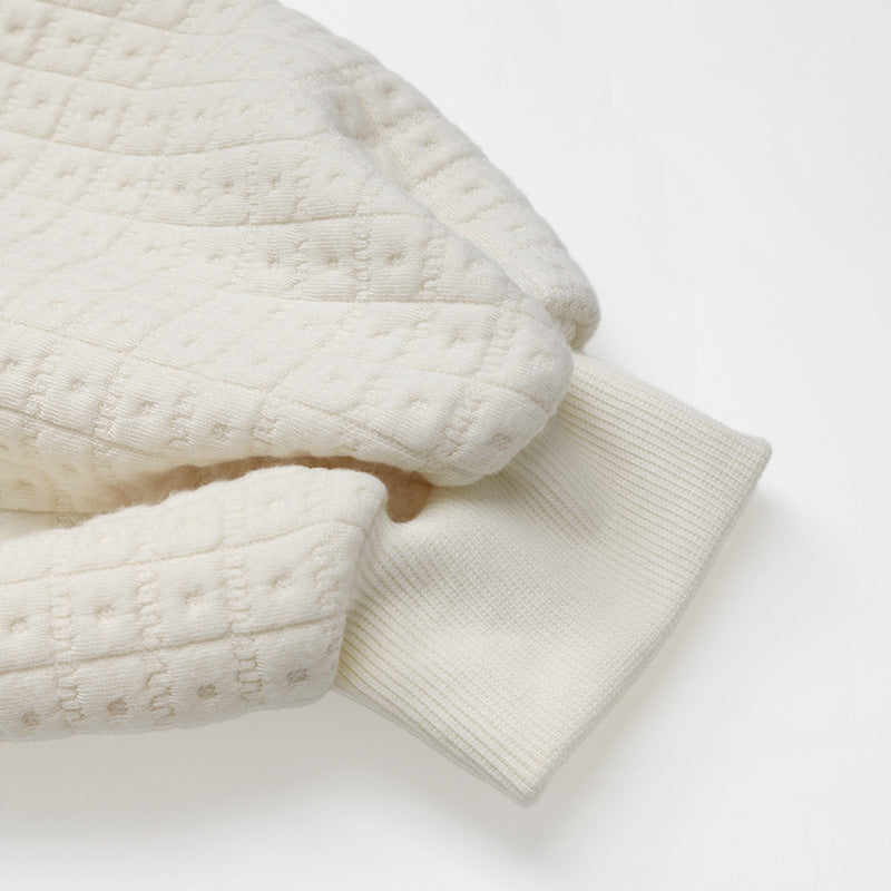 Quilted Half-Button Pullover - Cozy Textured Dream