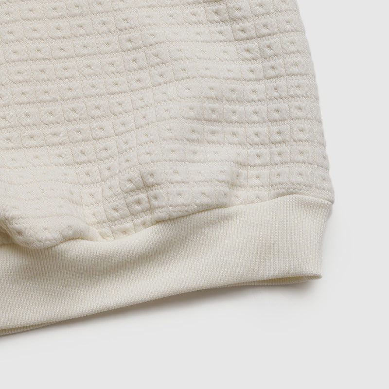 Quilted Half-Button Pullover - Cozy Textured Dream