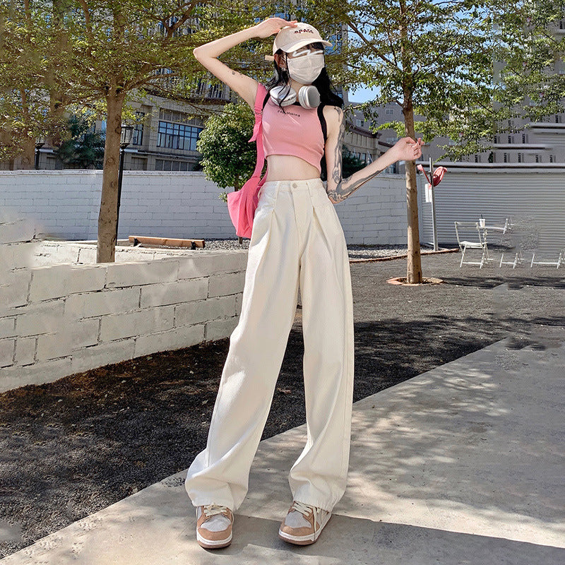 Minimalist High-Waisted Wide-Leg Jeans in White