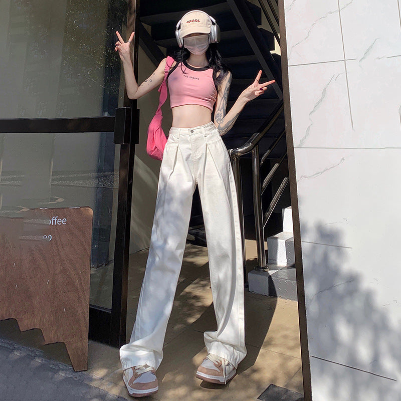 Minimalist High-Waisted Wide-Leg Jeans in White