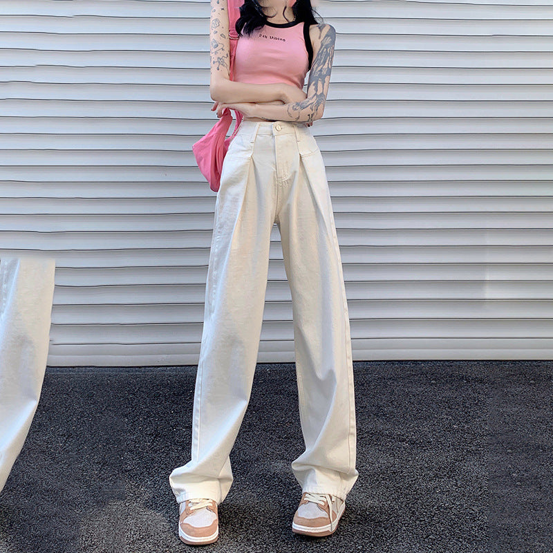 Minimalist High-Waisted Wide-Leg Jeans in White