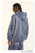 Back view of gray oversized hoodie showing plain back design and relaxed fit