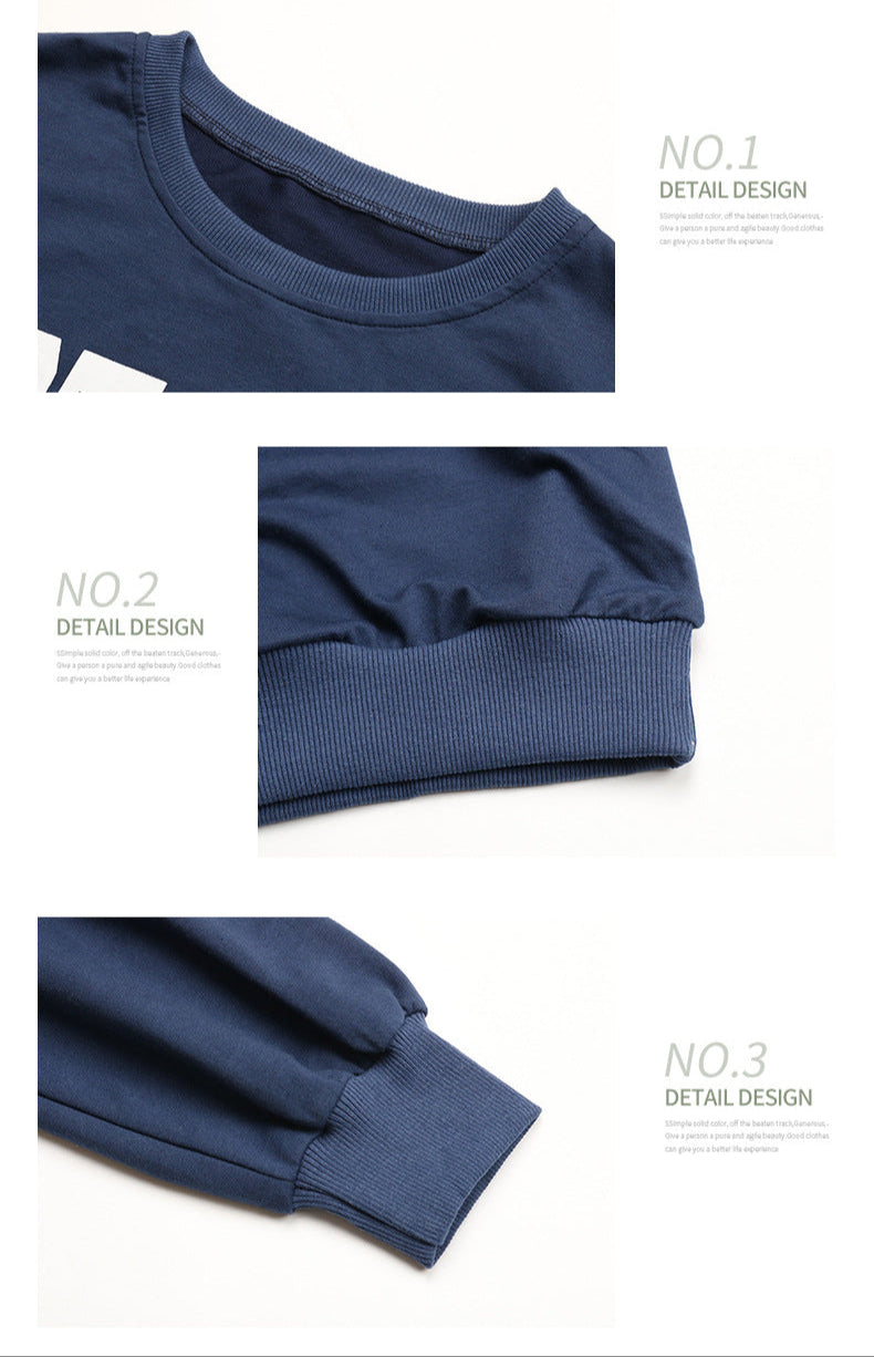 Close-up detail shots of sweatshirt construction and stitching