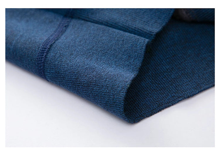 Navy sweater hem with ribbed texture