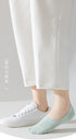 White no-show sock paired with sneaker showing low-cut design