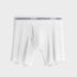 White boxer briefs with "UNDERWEAR" waistband, displaying a clean and minimalist style