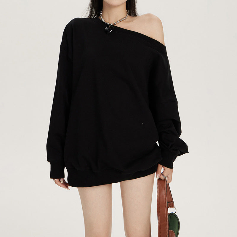 Oversized Off-Shoulder Sweatshirt with Relaxed Fit