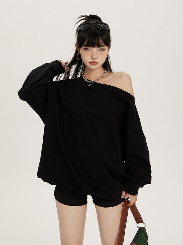 Oversized Off-Shoulder Sweatshirt with Relaxed Fit