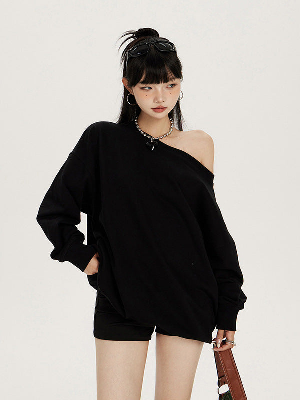 Oversized Off-Shoulder Sweatshirt with Relaxed Fit