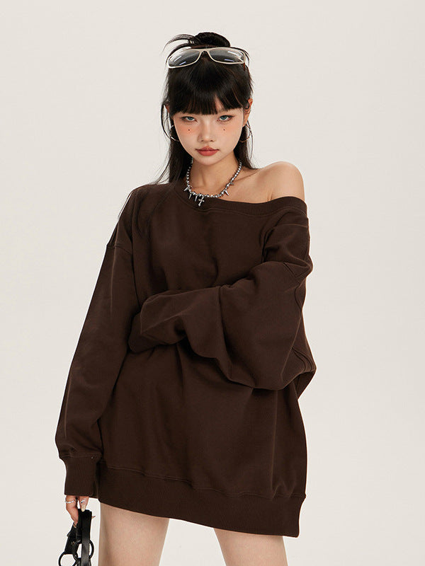 Oversized Off-Shoulder Sweatshirt with Relaxed Fit