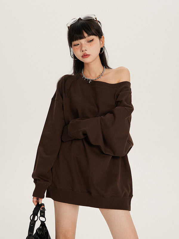 Oversized Off-Shoulder Sweatshirt with Relaxed Fit