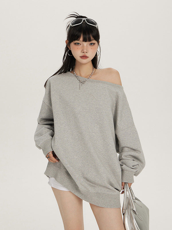 Oversized Off-Shoulder Sweatshirt with Relaxed Fit