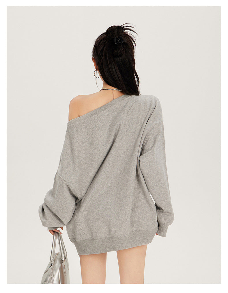 Oversized Off-Shoulder Sweatshirt with Relaxed Fit