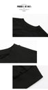 Detail shots of black sweatshirt showing quality ribbed collar and cuff construction
