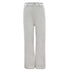 White high-waisted wide-leg pants with traditional five-pocket styling, button closure and relaxed silhouette, photographed flat