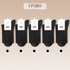 Five pairs of black cotton socks arranged with matching color identification dots