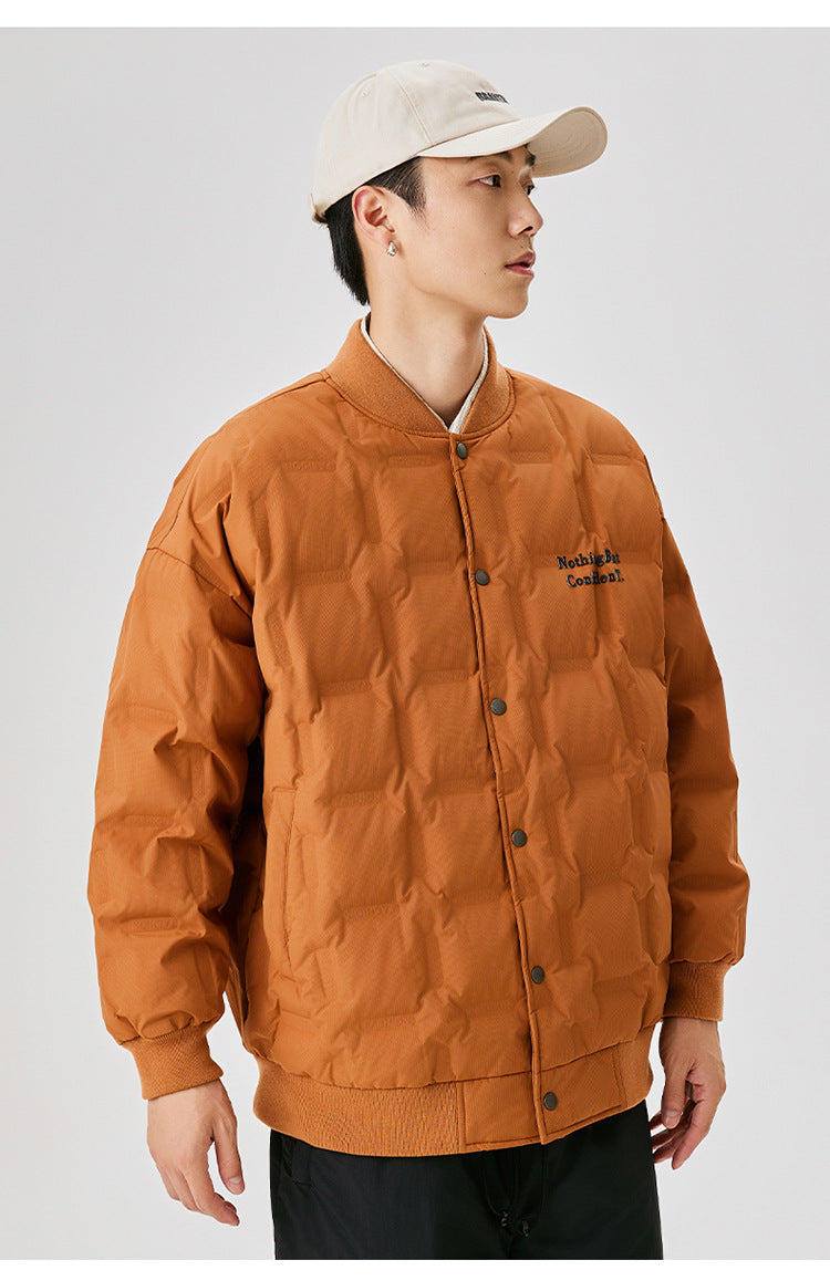 Chaqueta bomber acolchada de plumón estilo universitario
