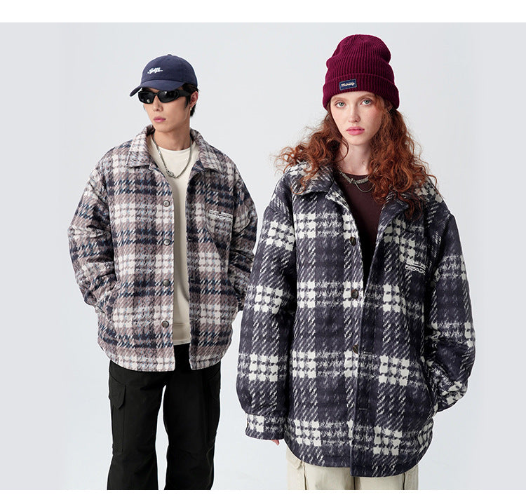 Plaid Down Puffer Shirt Jacket