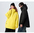 Yellow and black urban jackets with Deserve logo, featuring waterproof shell and front zipper closure, shown in lifestyle product shots