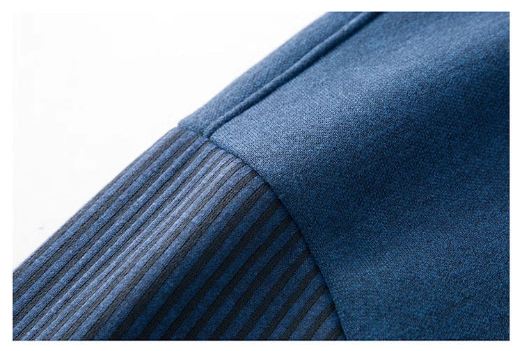 Shoulder seam detail showing striped pattern