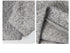 Close-up details of grey hoodie fabric: left image showing textured surface pattern with curly wool-like finish, right image displaying seam construction and interior fabric backing