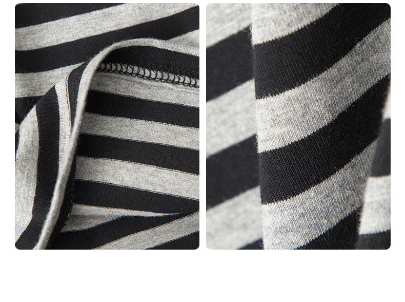 Fabric texture and seam details of striped top