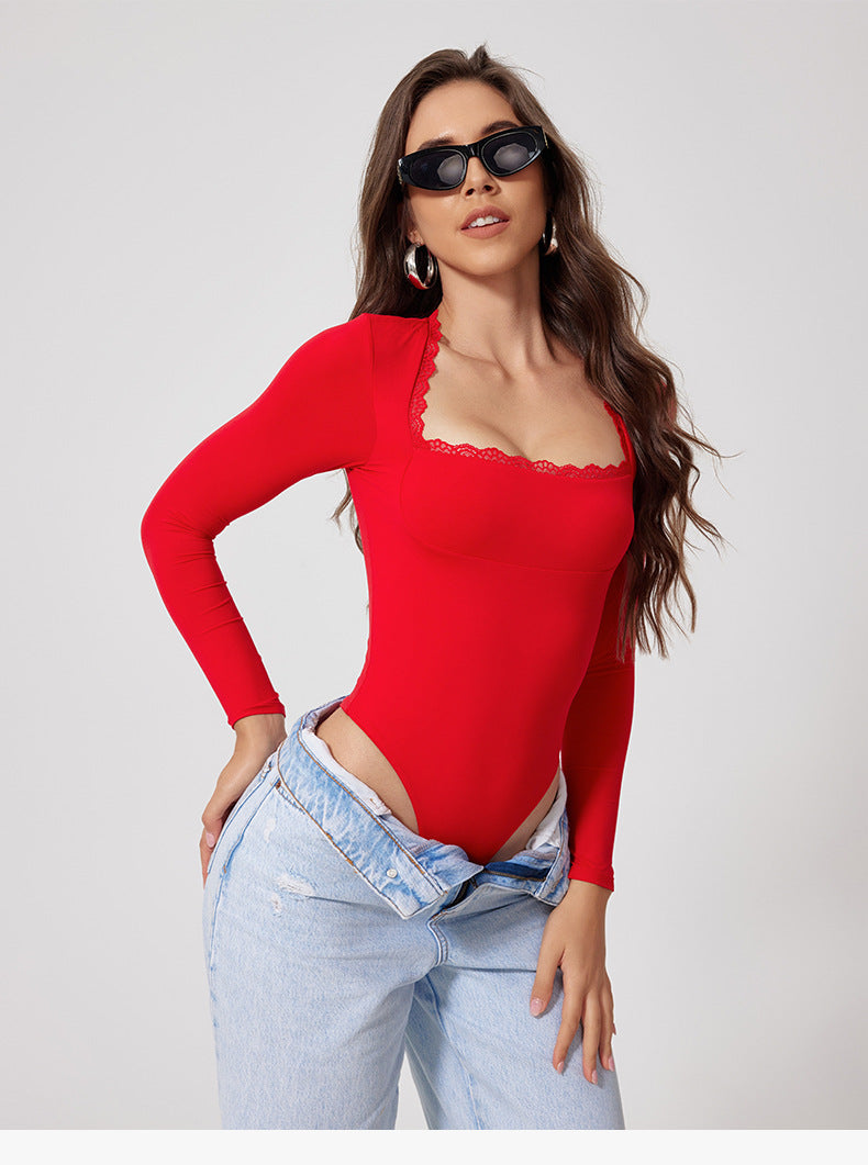 Workout Bodysuit with Long Sleeves – Yoga Bodysuit for Women