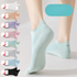 Breathable ankle socks collection in pastel colors with antibacterial cotton fabric, featuring comfort-fit design and brand labels