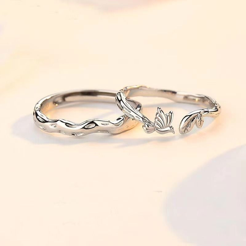 Nature’s Elegance: Intricate Silver Butterfly & Flora Ring