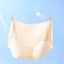 Cream-colored seamless brief hanging on clothesline with wooden clips against blue sky background. 