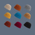 A grid display of nine ribbed knit beanies in various colors including beige, orange, gray, yellow, blue, brown, rust, burgundy, and black against slate background