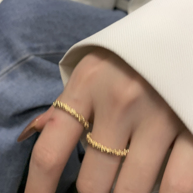 Minimalist Geometric Textured Ring Set
