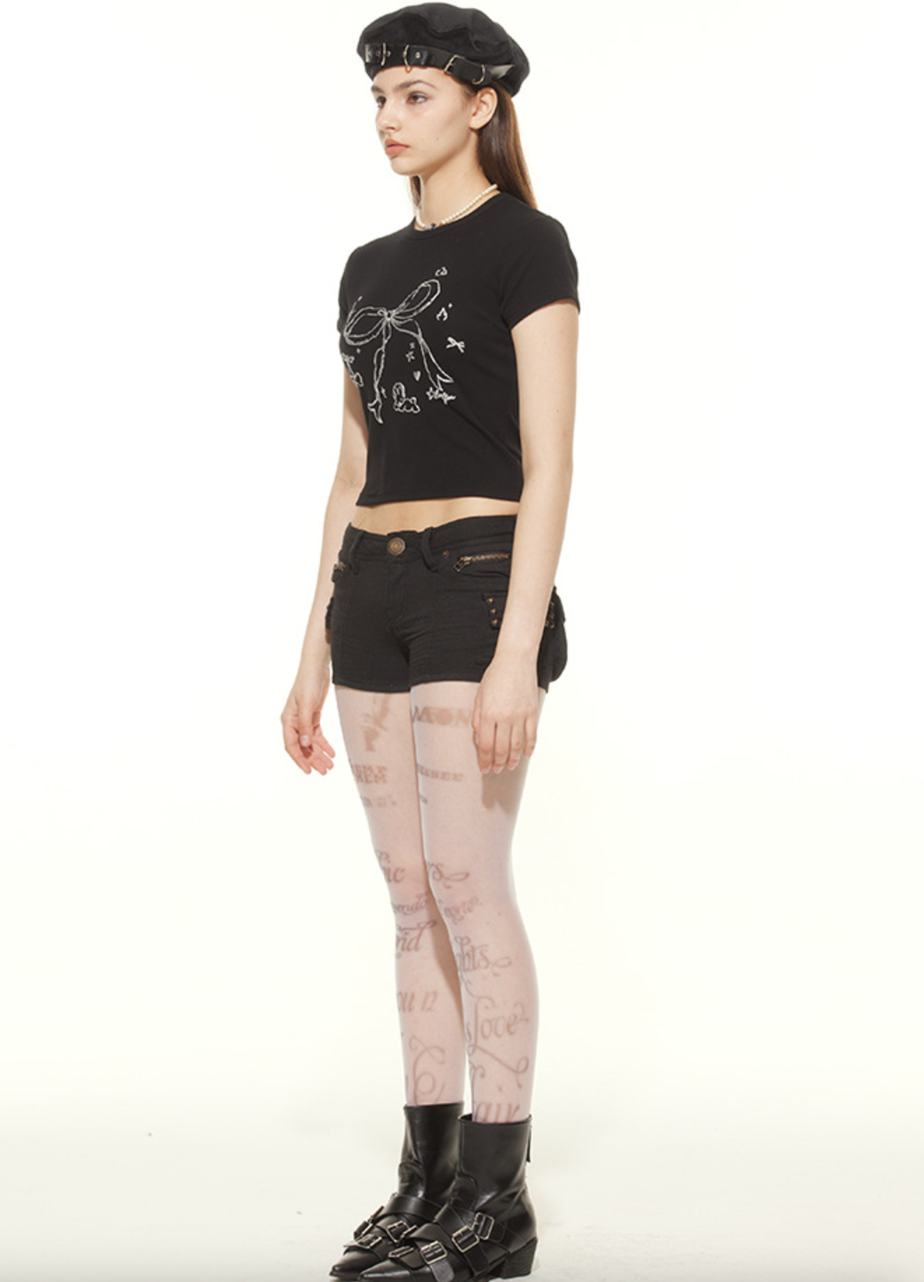 Playful Printed Crop Top with Round Neck