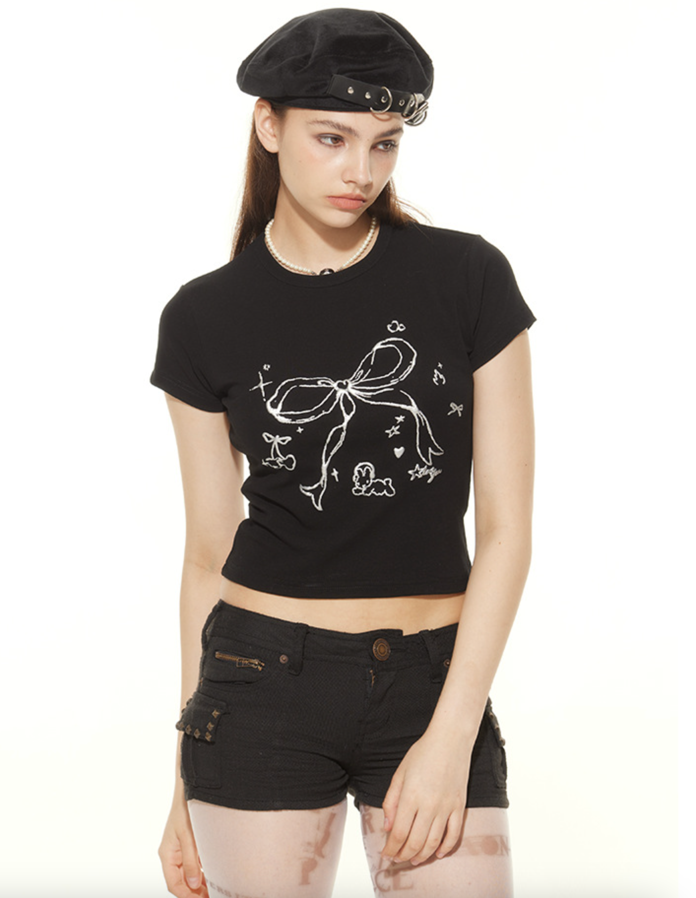 Playful Printed Crop Top with Round Neck