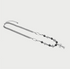 Silver necklace with black beads and star charms on a light gray background