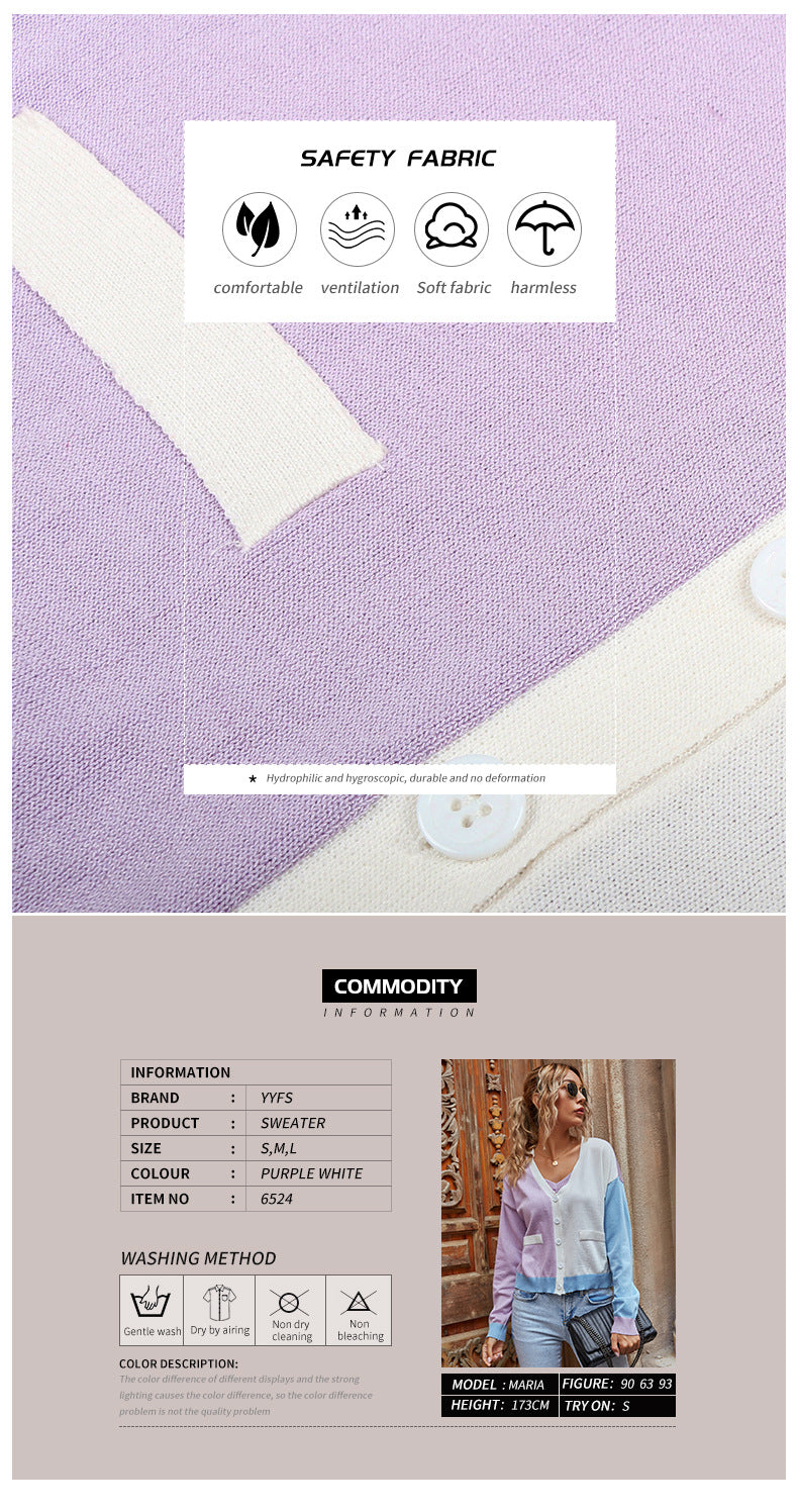 Pastel Colorblock Button-Up Cardigan - Soft and Stylish Layer