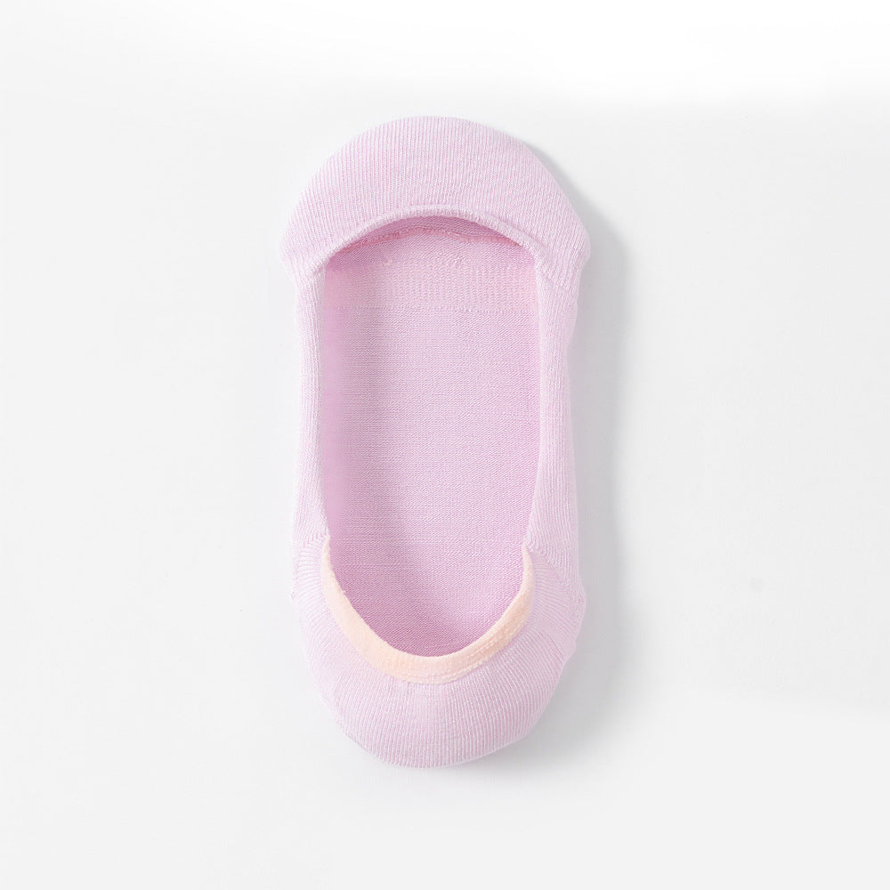 Pink no-show sock liner shown from inside view, displaying comfort features