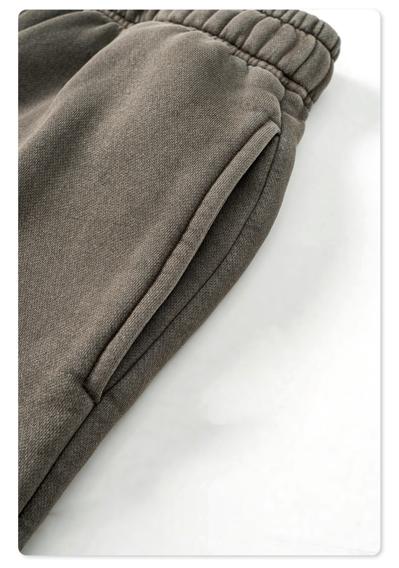 Men's Washed Fleece Distressed Sweatpants | Light Fleece Lined Straight Leg