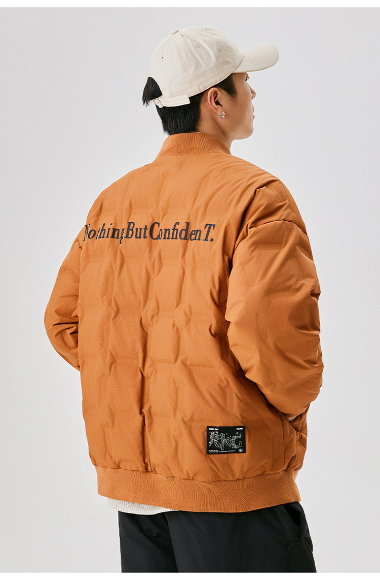 Chaqueta bomber acolchada de plumón estilo universitario