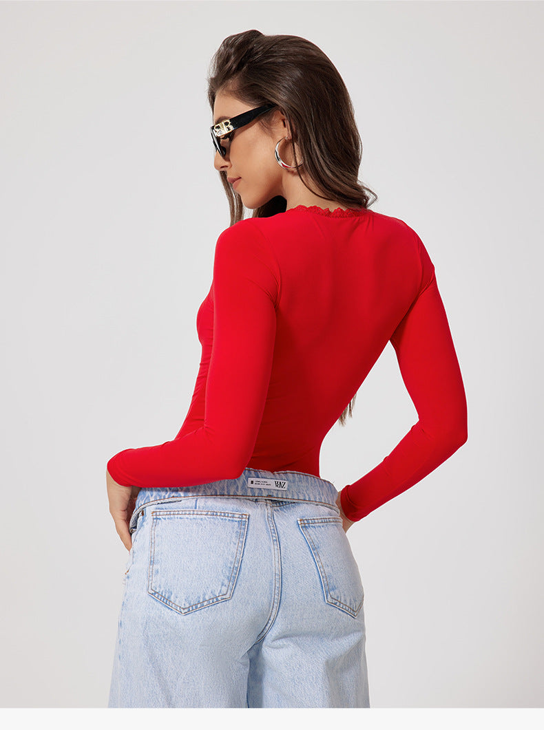 Workout Bodysuit with Long Sleeves – Yoga Bodysuit for Women