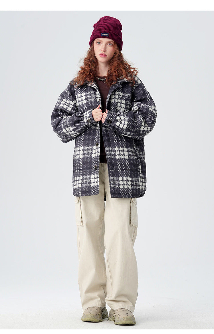 Plaid Down Puffer Shirt Jacket