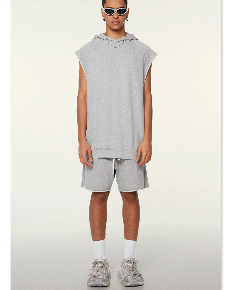 Premium Raw Edge Washed Cotton Shorts