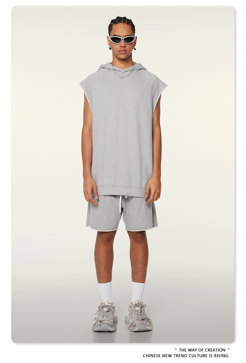 Premium Raw Edge Washed Cotton Shorts