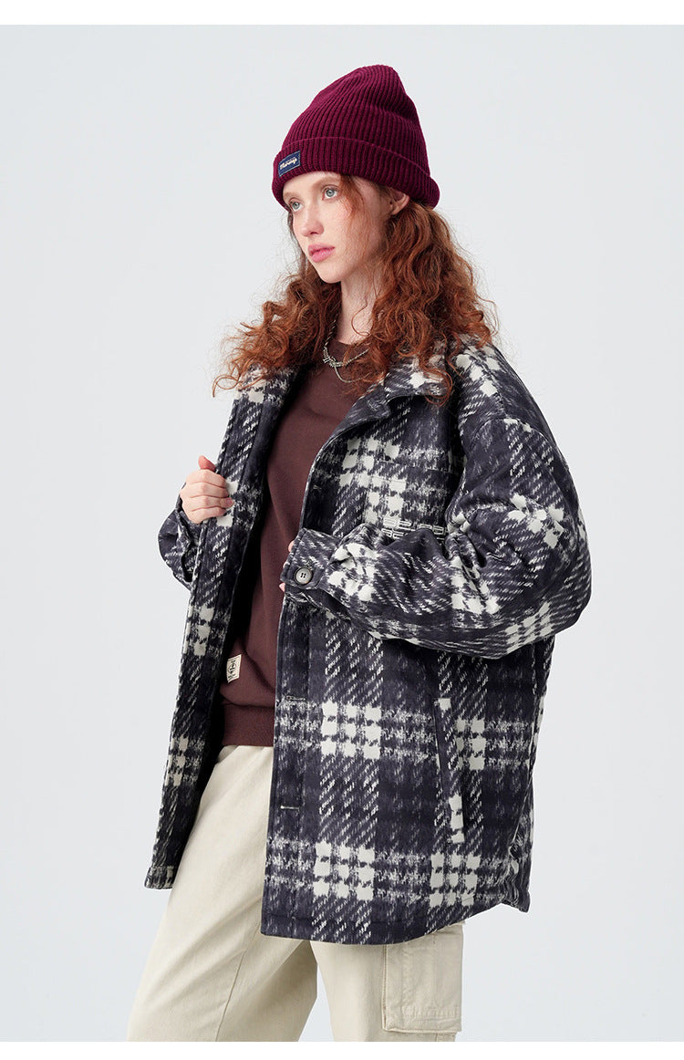 Plaid Down Puffer Shirt Jacket
