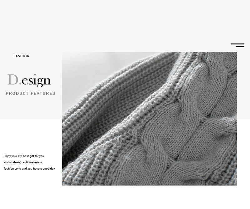 Close-up of gray knit cardigan fabric, highlighting intricate cable knit pattern and texture