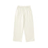 Gray sweatpants featuring a wide elastic waistband and relaxed, straight-leg silhouette