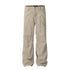 ITKN brand wide-leg khaki pants with curved panel design and utility pockets, flat lay on white background