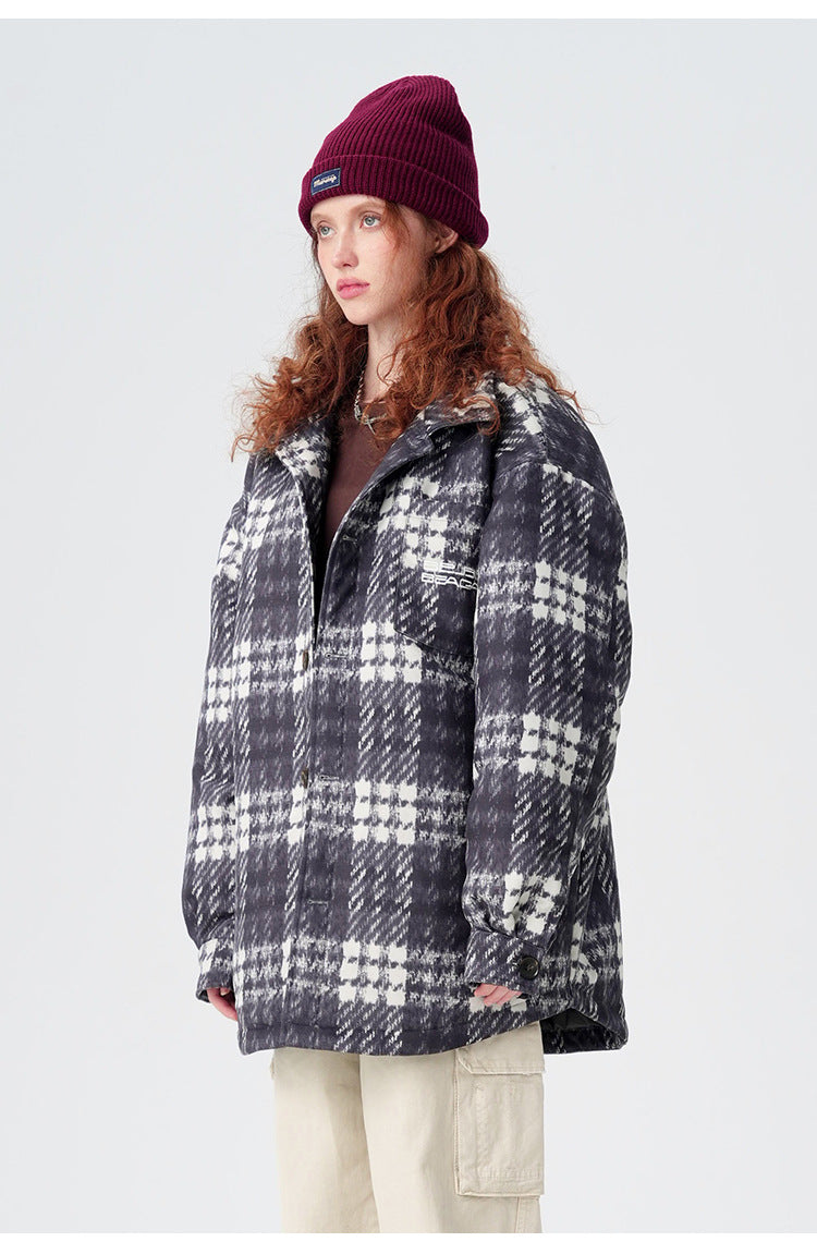 Plaid Down Puffer Shirt Jacket