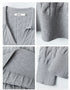 Close-up details of grey sweater showing: Airhood brand label at V-neck, ribbed hem finish, collar construction, and cable knit stitch pattern.